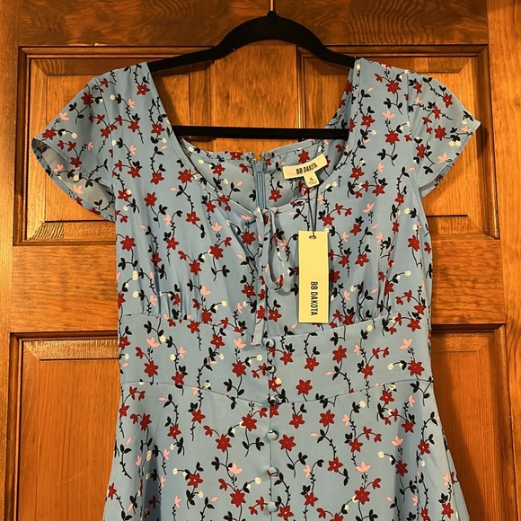 BB Dakota Blue Floral Mini Dress, 6, NWT - Picture 7 of 10